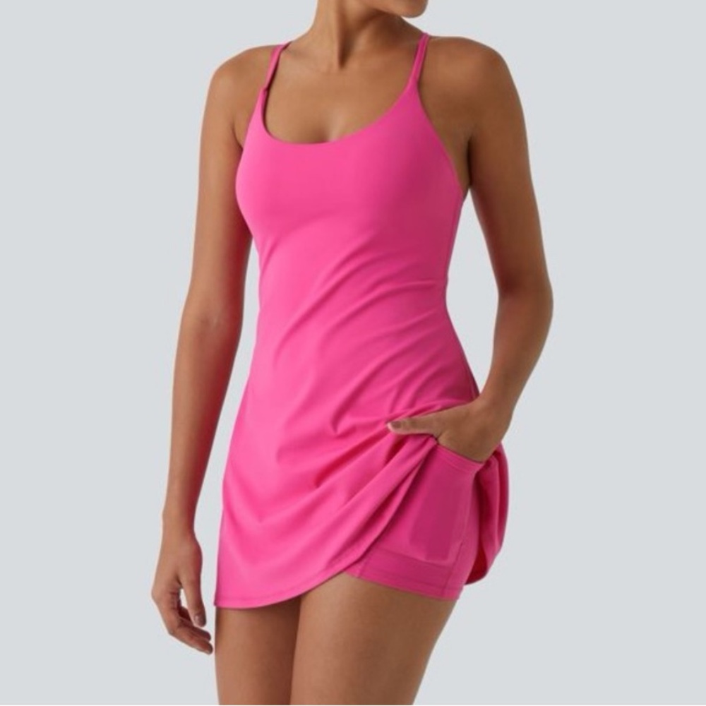 NWT HALARA Pink Cloudful Dress Barbie Pink Medium
